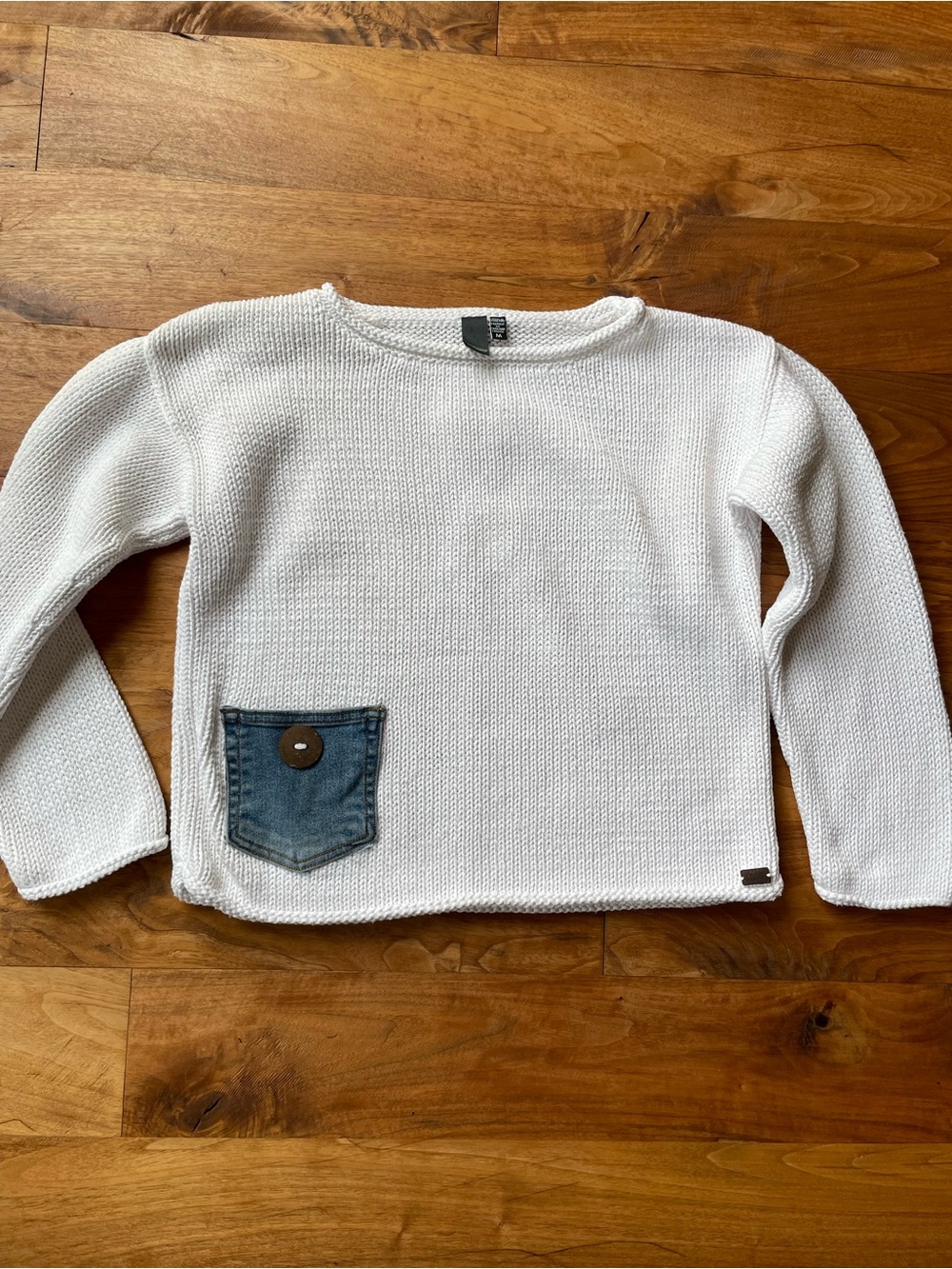 Shannon Passero 100% Cotton Boxy Roll Neck Sweater with Denim Pocket M - Picture 4 of 11